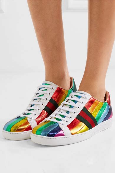 gucci ace stripe metallic leather sneakers|Gucci ace leather sneaker review.